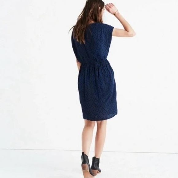 MADEWELL | Blue Diamond Brushstroke Mini Navy and Black Wrap Dress Sz. XS - Picture 3 of 6